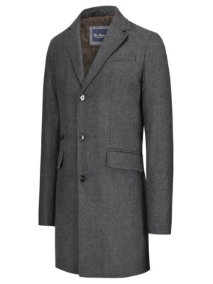 Wool coat with removable quilted yoke