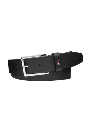 Leather belt with logo emblem 