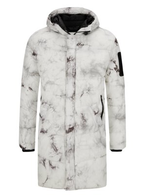 Short coat with all-over print and quilted pattern, water-repellent 