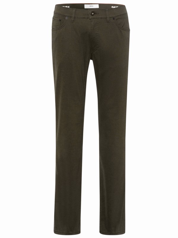 Brax, Bavlněné kalhoty s pěti kapsami a jemným vzorem, Hi Flex Olive