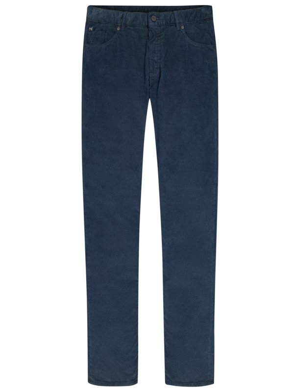 Levně Hiltl, Manšestrové kalhoty s 5 kapsami a podílem strečových vláken, slim stright fit Modrá