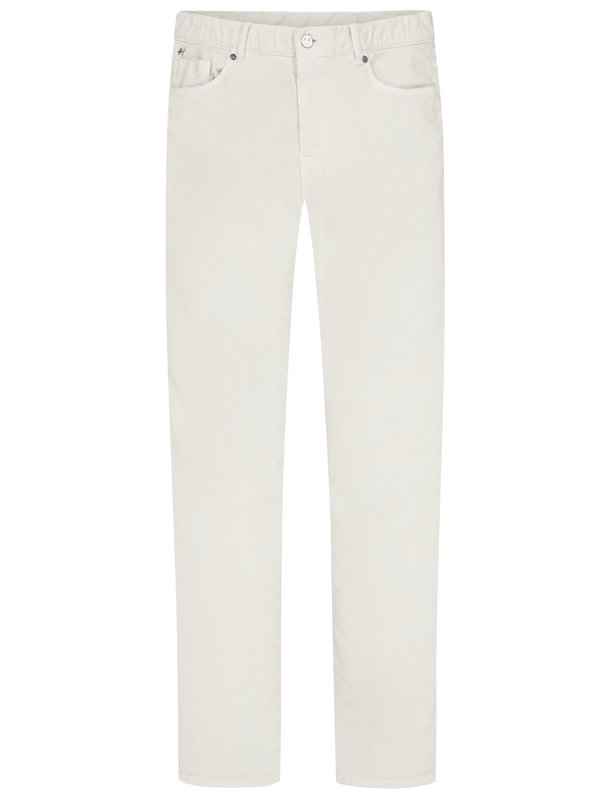 Levně Hiltl, Manšestrové kalhoty s 5 kapsami a podílem strečových vláken, slim stright fit Bílá
