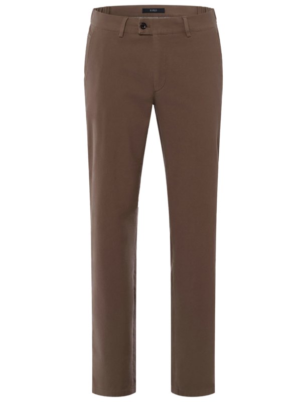 Levně Eurex, Pružné chino kalhoty z luxusního bavlněného materiálu Hnědá