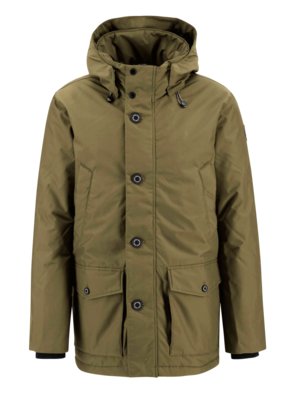 Long padded parka with removable hood