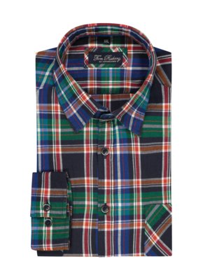 Flanellhemd mit Glencheck-Muster und Brusttasche