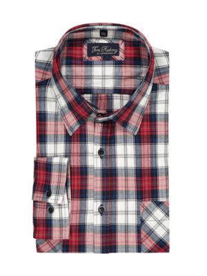 Leichtes-Flanellhemd-mit-Glencheck-Muster-und-zwei-Brusttaschen