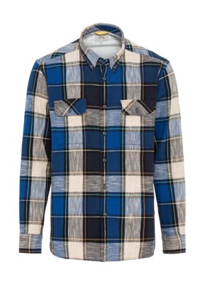 Flannel shirt with windowpane check 