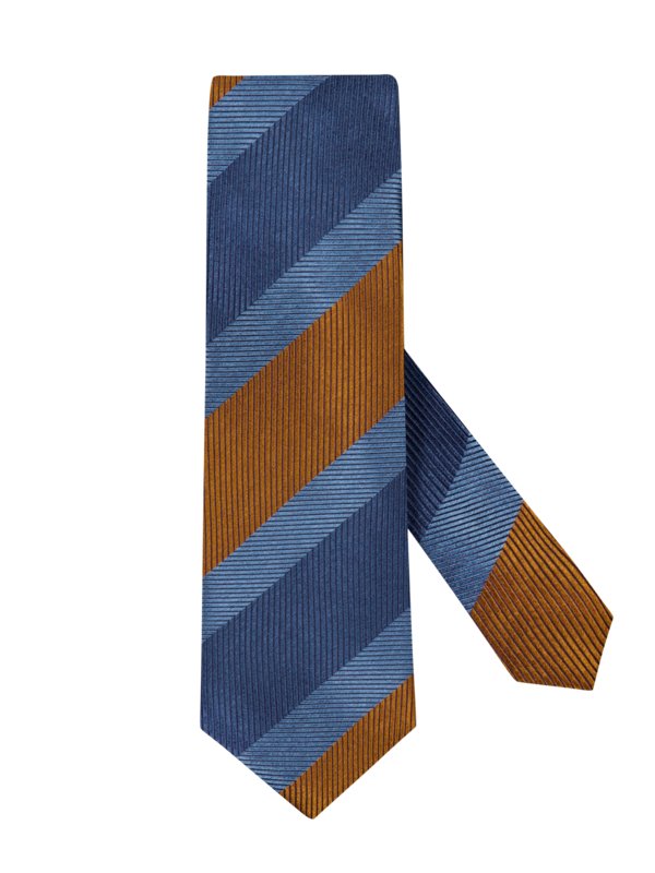 Levně Goldband, Hedvábná kravata s proužkovaným vzorem Modrá