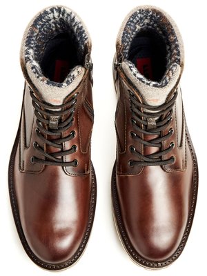 Textile-lined lace-up boots with vario footbed