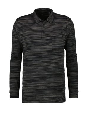 Smooth long-sleeved polo shirt in micro Pima cotton
