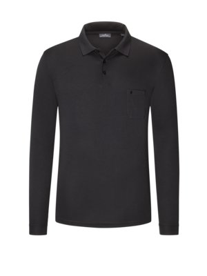 Long-sleeved piqué polo shirt in soft knit fabric, easy-care 