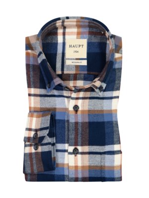 Flannel shirt with glen check pattern, Regular Fit 