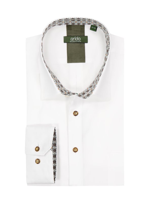 Levně Arido, Krojová košile s podložením na vnitřní straně límce a manžetách Bílá