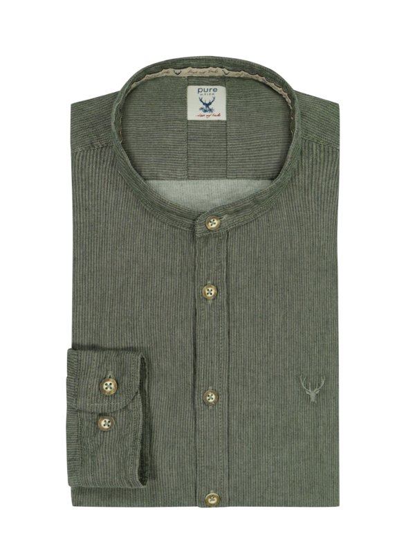 Levně Pure, Krojová košile s drobným vzorem a vyšitým jelenem Olive