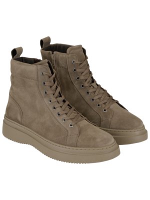Lace-up boots made of suede with side zip