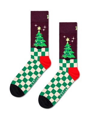 Mittelhohe Socken mit Christbaum-Motiv