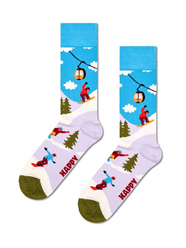 Levně Happy Socks, Středně vysoké ponožky s motivem snowboardu SvětleModrá