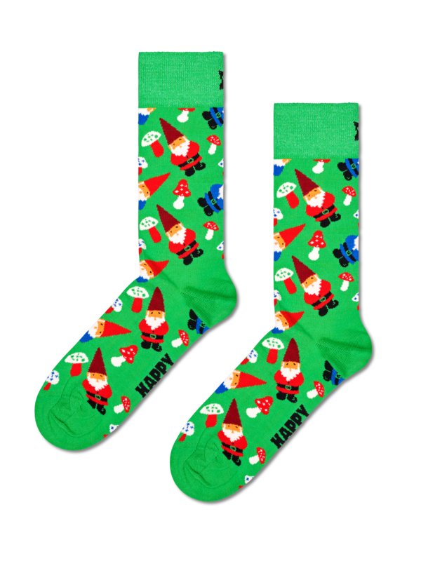 Levně Happy Socks, Středně vysoké ponožky s motivem vánočního skřítka SvětleZelená