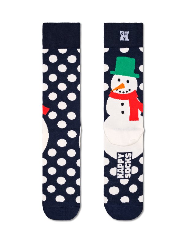 Levně Happy Socks, Středně vysoké ponožky s motivem sněhuláka NámořnickáModrá