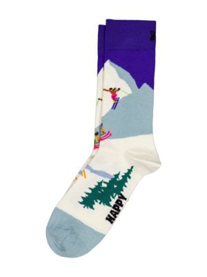 Socks with ski motif and stretch content