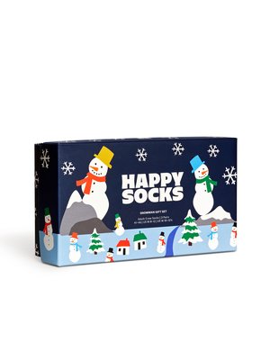 3er Pack Socken in Geschenkbox mit Schneemann-Motiven