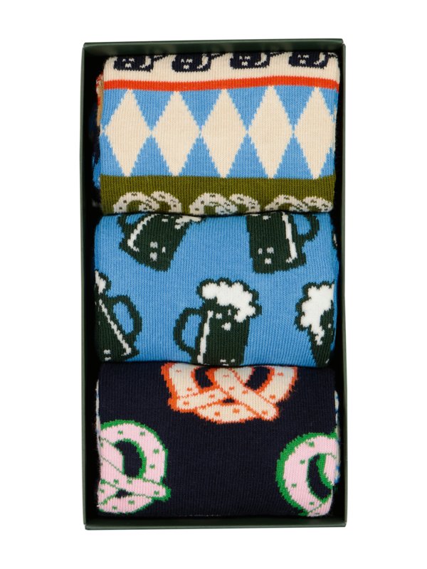 Levně Happy Socks, 3 páry ponožek s motivem Oktoberfest NámořnickáModrá