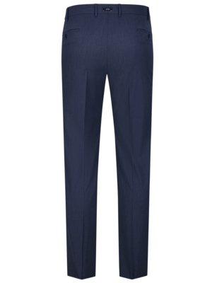 Rear view of navy blue dress pants with subtle pinstripes, featuring a classic fit and a center back seam. The pants appear to be made of a fine-textured woven fabric.