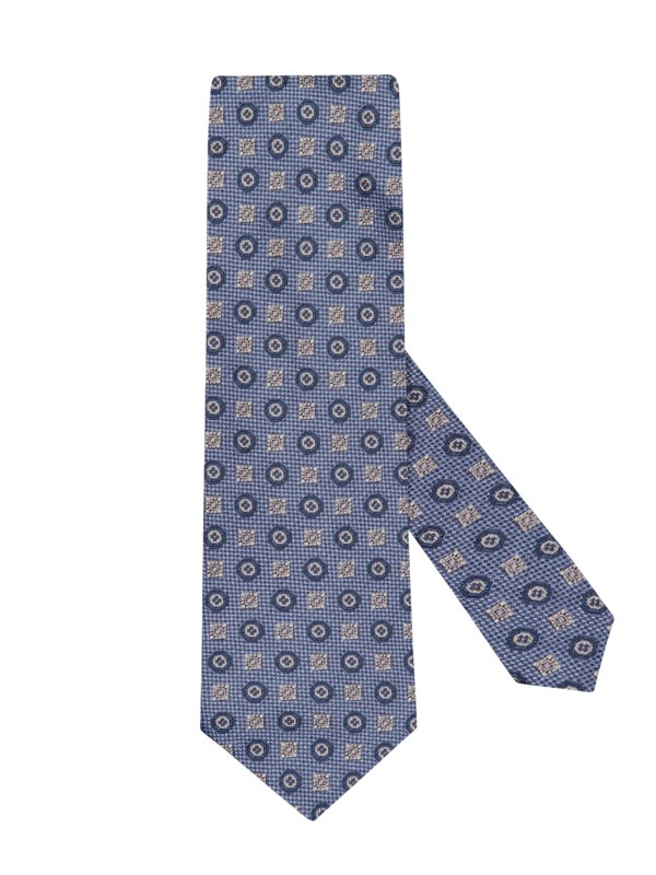 Levně Ascot, Hedvábná kravata s grafickým vzorem Modrá