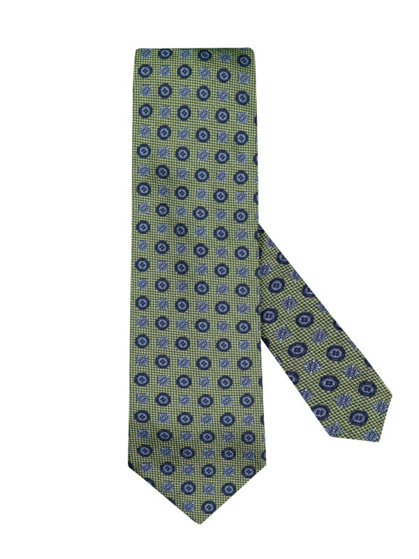 Levně Ascot, Hedvábná kravata s grafickým vzorem SvětleZelená