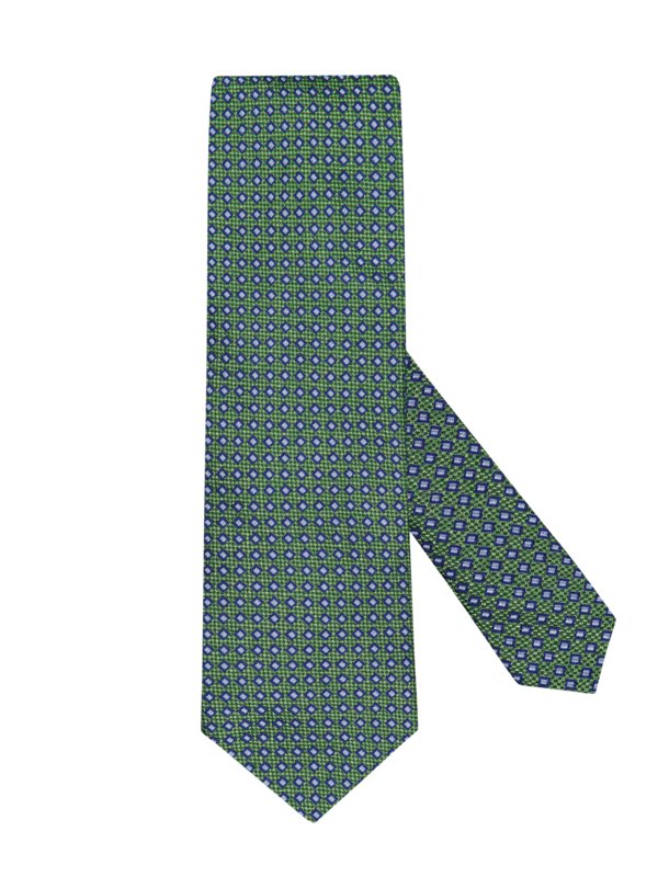 Levně Ascot, Hedvábná kravata s kosočtvercovým vzorem SvětleZelená