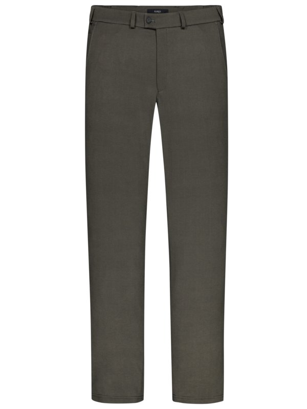 Levně Eurex, Business kalhoty Thilo z žerzejového materiálu s drobným vzorem Hnědá