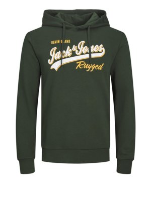Hoodie with large label print on the chest