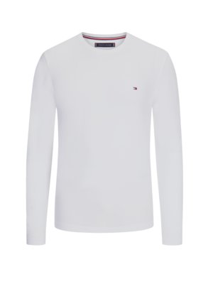 Long-sleeved polo shirt with stretch and small embroidered logo