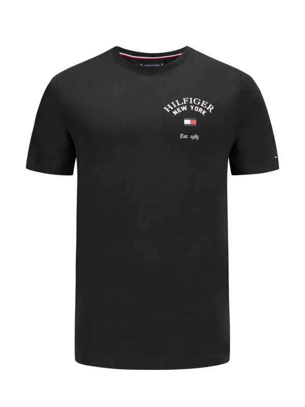 Levně Tommy Hilfiger, Hladké tričko s natištěným logem na hrudi Černá