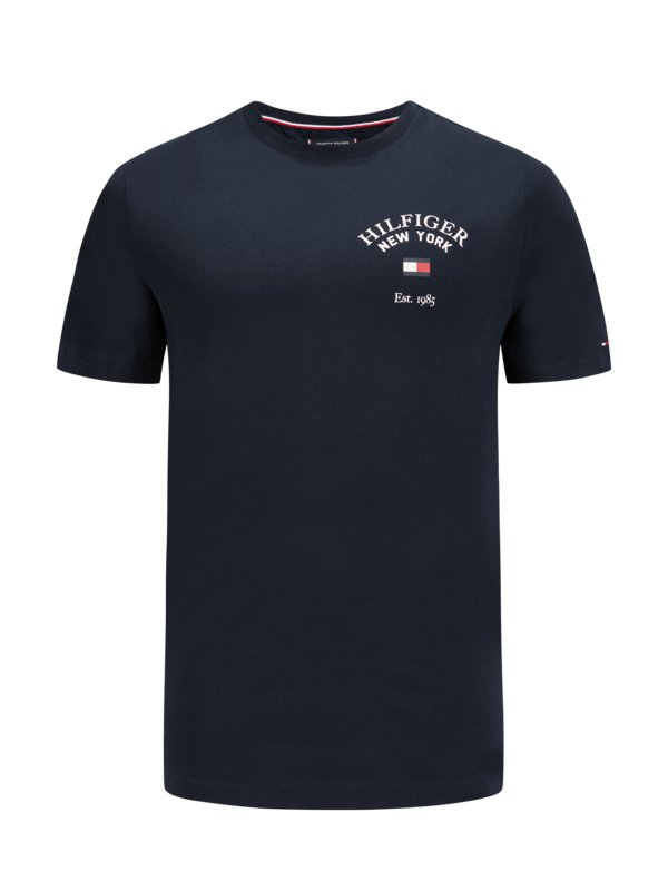 Tommy Hilfiger, Hladké tričko s natištěným logem na hrudi Námořnická Modrá 4XL