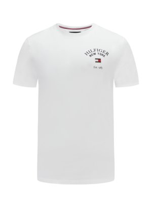Glattes T-Shirt mit Logo-Print auf Brusthöhe
