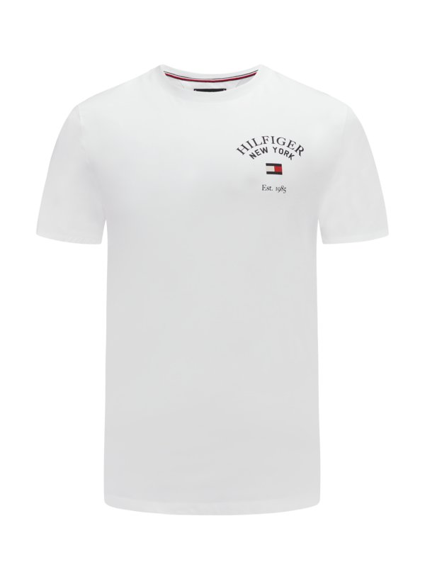 Levně Tommy Hilfiger, Hladké tričko s natištěným logem na hrudi Bílá