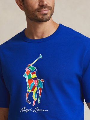 T-Shirt mit farbigem Poloreiter-Print