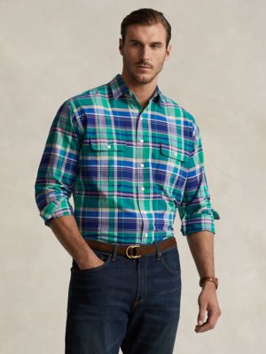 Shirt-in-Oxford-fabric-with-glen-check-pattern