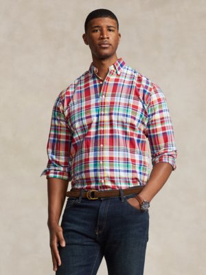 Shirt-in-Oxford-fabric-with-glen-check-pattern