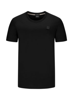 T-shirt with rubberised logo appliqué