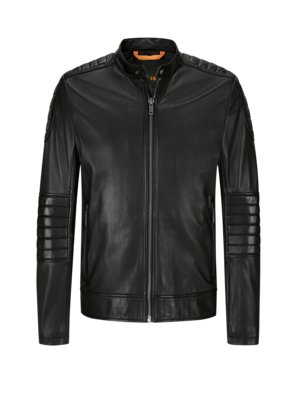 Lambskin leather jacket with quilted accents