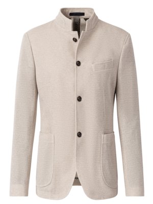 Unlined blazer with standing collar and fine texture