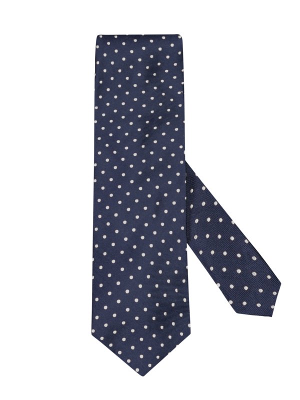 Levně Ascot, Hedvábná kravata s puntíkovaným vzorem NámořnickáModrá
