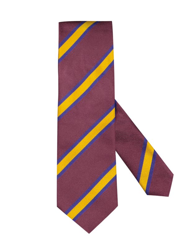 Levně Ascot, Hedvábná kravata s proužkovaným vzorem Bourdeaux