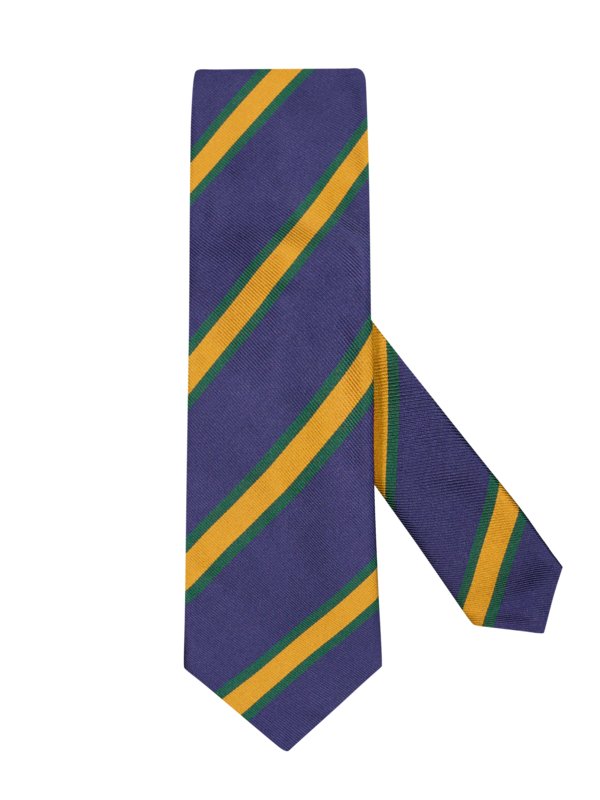 Levně Ascot, Hedvábná kravata s proužkovaným vzorem NámořnickáModrá