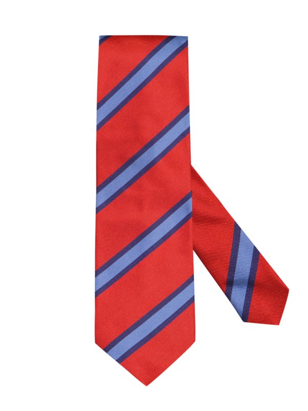 Levně Ascot, Hedvábná kravata s proužkovaným vzorem Červená