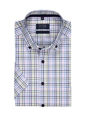Short-sleeved shirt with check pattern and breast pocket, Comfort Fit 