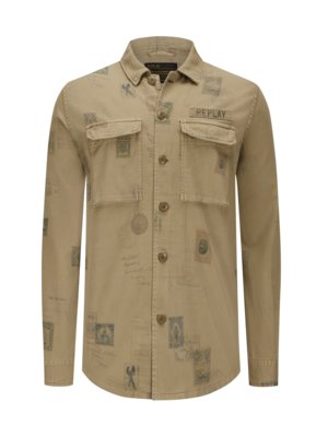 Cotton overshirt with all-over print 