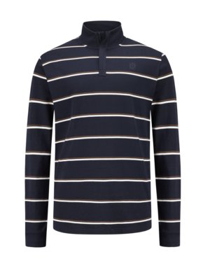 Sweatshirt with Troyer collar and striped pattern 
